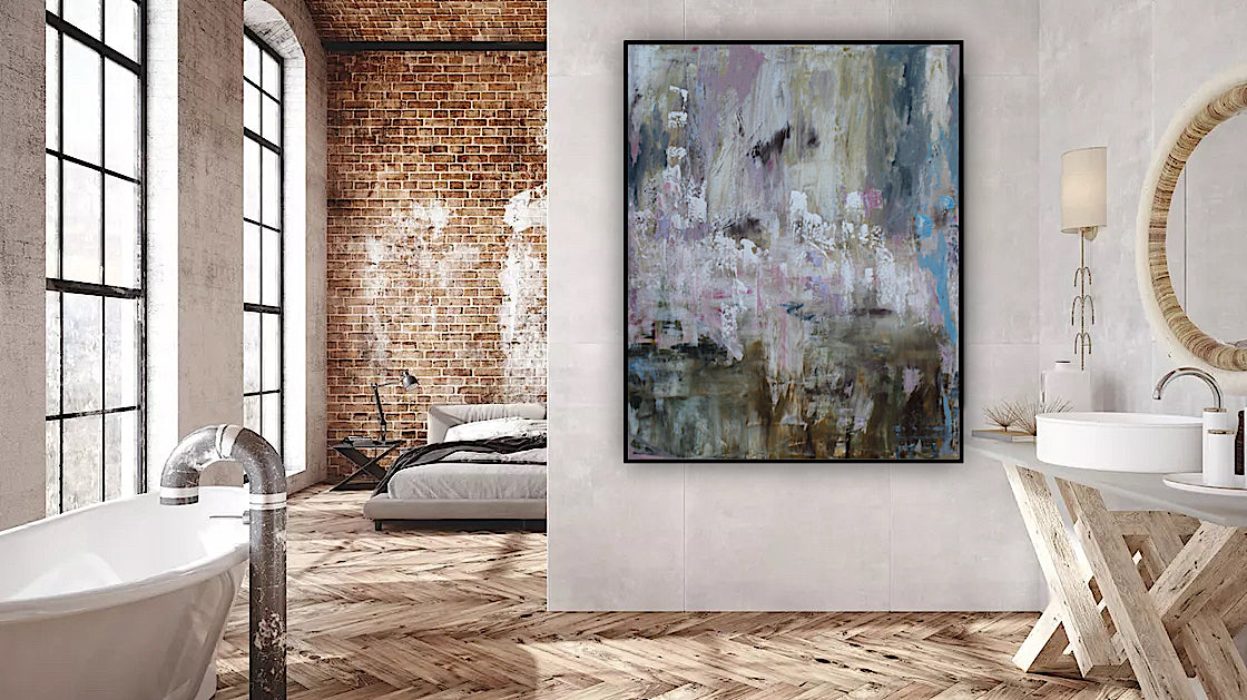 Oka Style Original Abstract Oil Painting On 100x80cm Canvas Echoes of a Distant Bloom