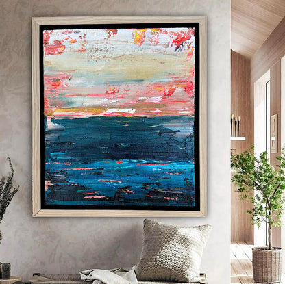 Framed in oak Original Abstract contemporary Oil Painting On Canvas 38x33cm  textured Oka Elysian Waters