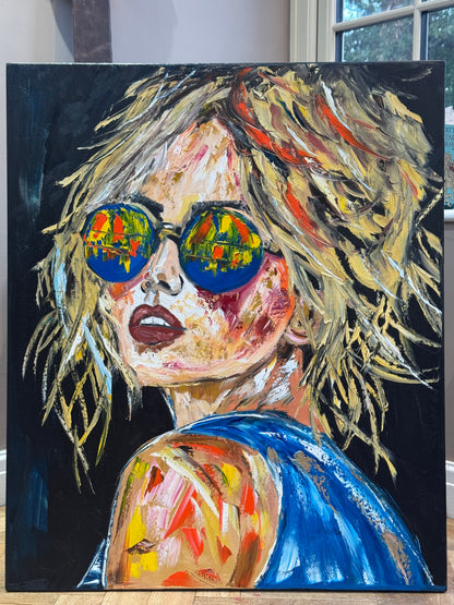 Contemporary Abstract Original Oil Painting of a woman On 90 x 76cm Canvas Amelia woman portrait