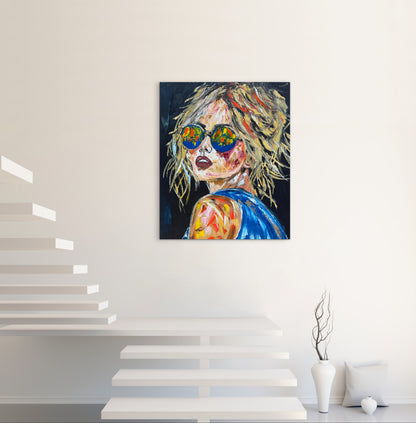 Contemporary Abstract Original Oil Painting of a woman On 90 x 76cm Canvas Amelia woman portrait