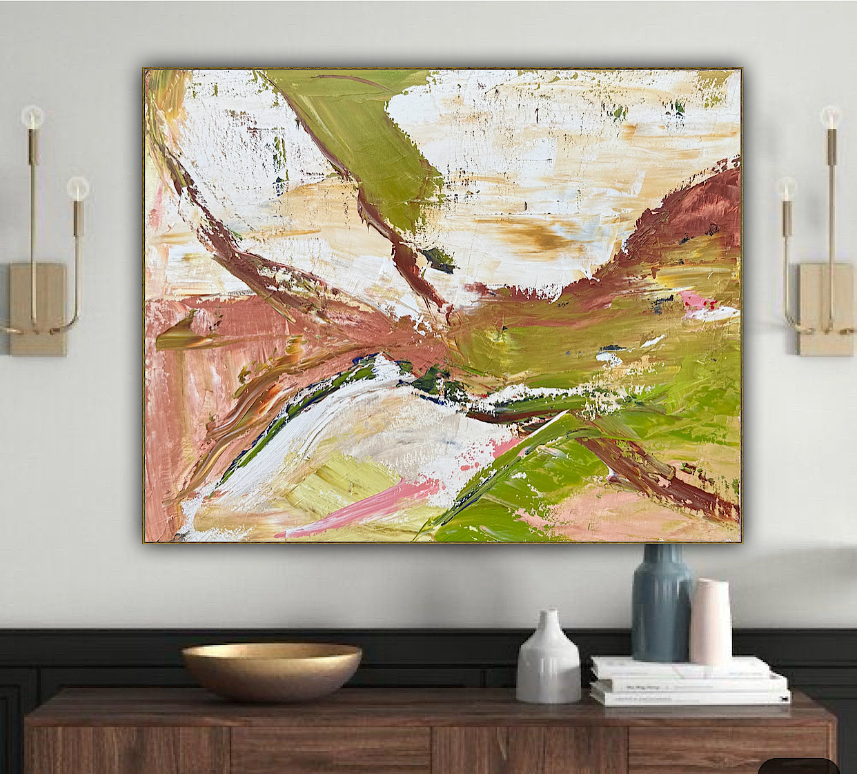 Oka StyLe Abstract original Oil Painting On Canvas 50 X 40cm Lake District textured