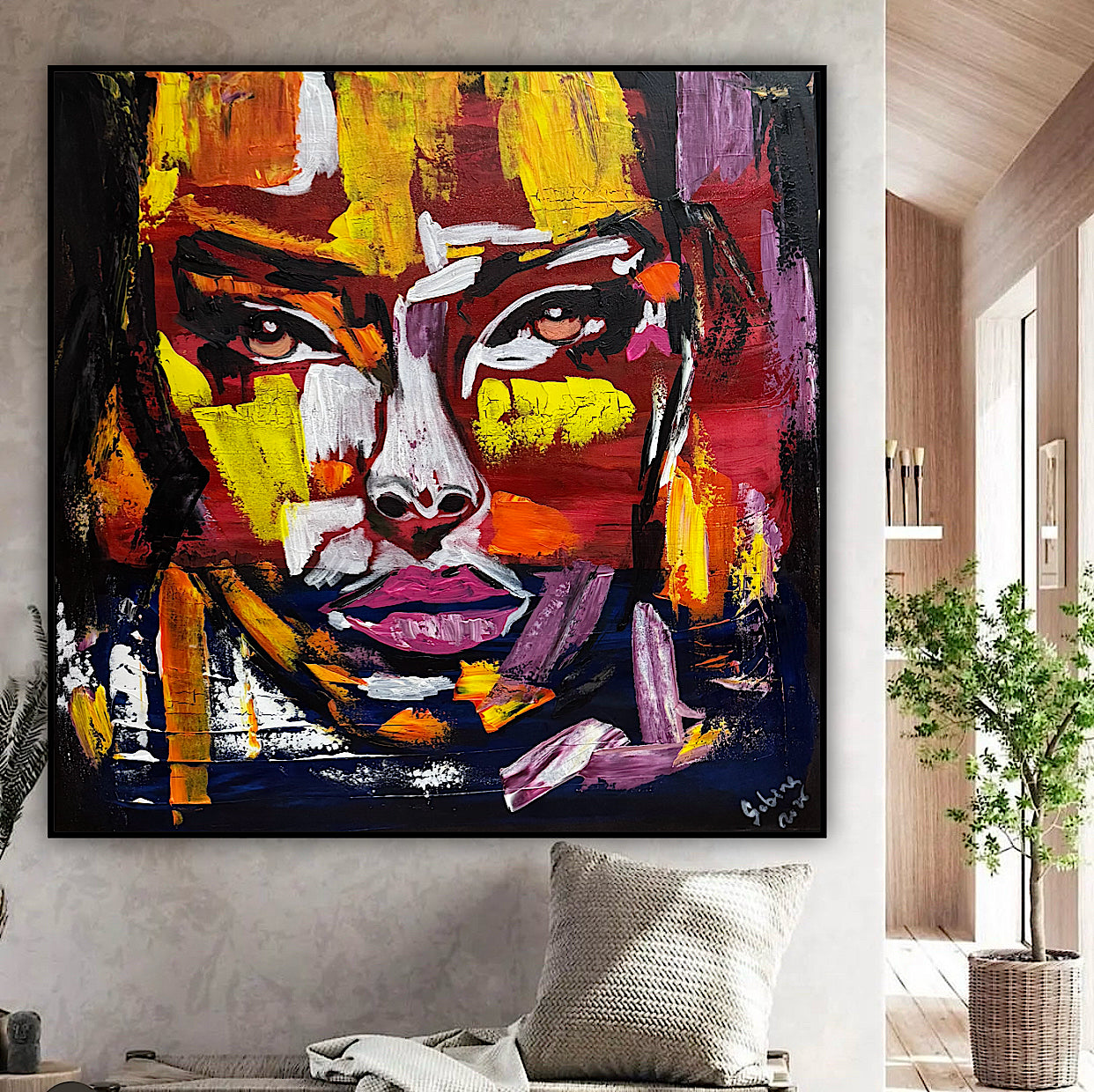 Contemporary Abstract Original Oil Painting On 80x80cm Canvas Unspoken Gaze