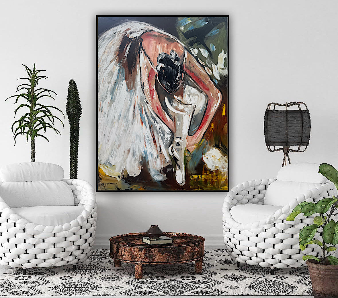 Ballet dancer Original modern Abstract Oil Painting On Canvas 100 x 77cm Oka