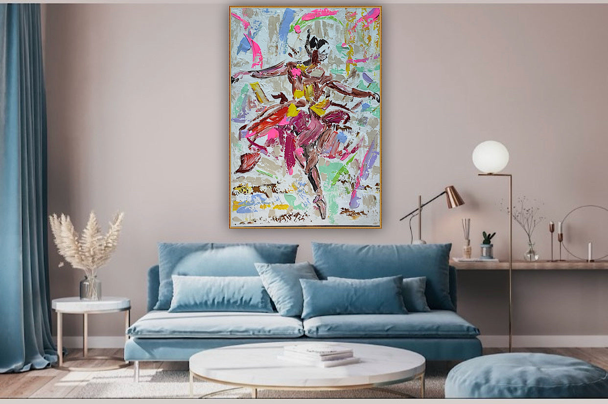 Ballet dancer Original modern Abstract Oil Painting On Canvas 85 x 60cm Oka