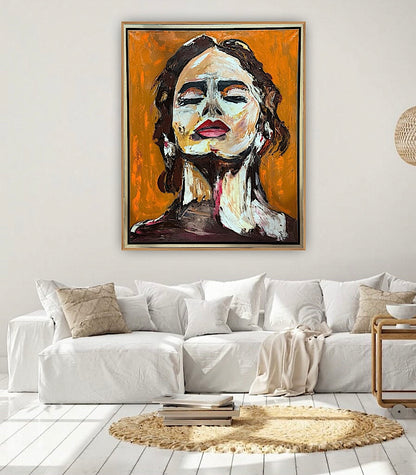 Richter StyLe Abstract Original Oil Painting On Canvas 100x80cm Ember Muse portrait framed in oak