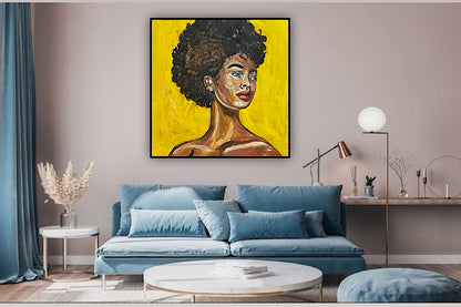 Modern Abstract Original Oil Painting On Canvas Unapologetic Portrait 60x60cm