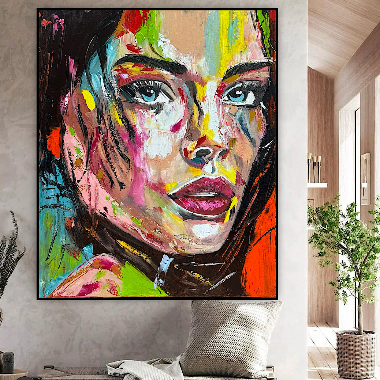 ‘Femme Eclat’ portrait Original abstract contemporary Oil Painting On Canvas size 90x76cm