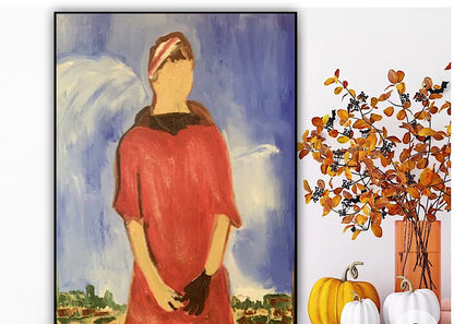 Modern original abstract Oil Painting On Canvas 30cmX 40cm Gardening Woman signed