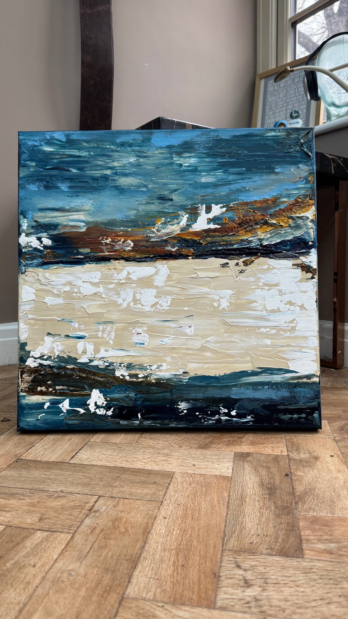 Original Abstract contemporary Oil Painting On Canvas 50x50cm Amalfi Coast Oka