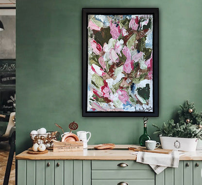 Framed in boack oak frame Textured Original Abstract Oil Painting On Canvas 30 x 40cm Meadow 2