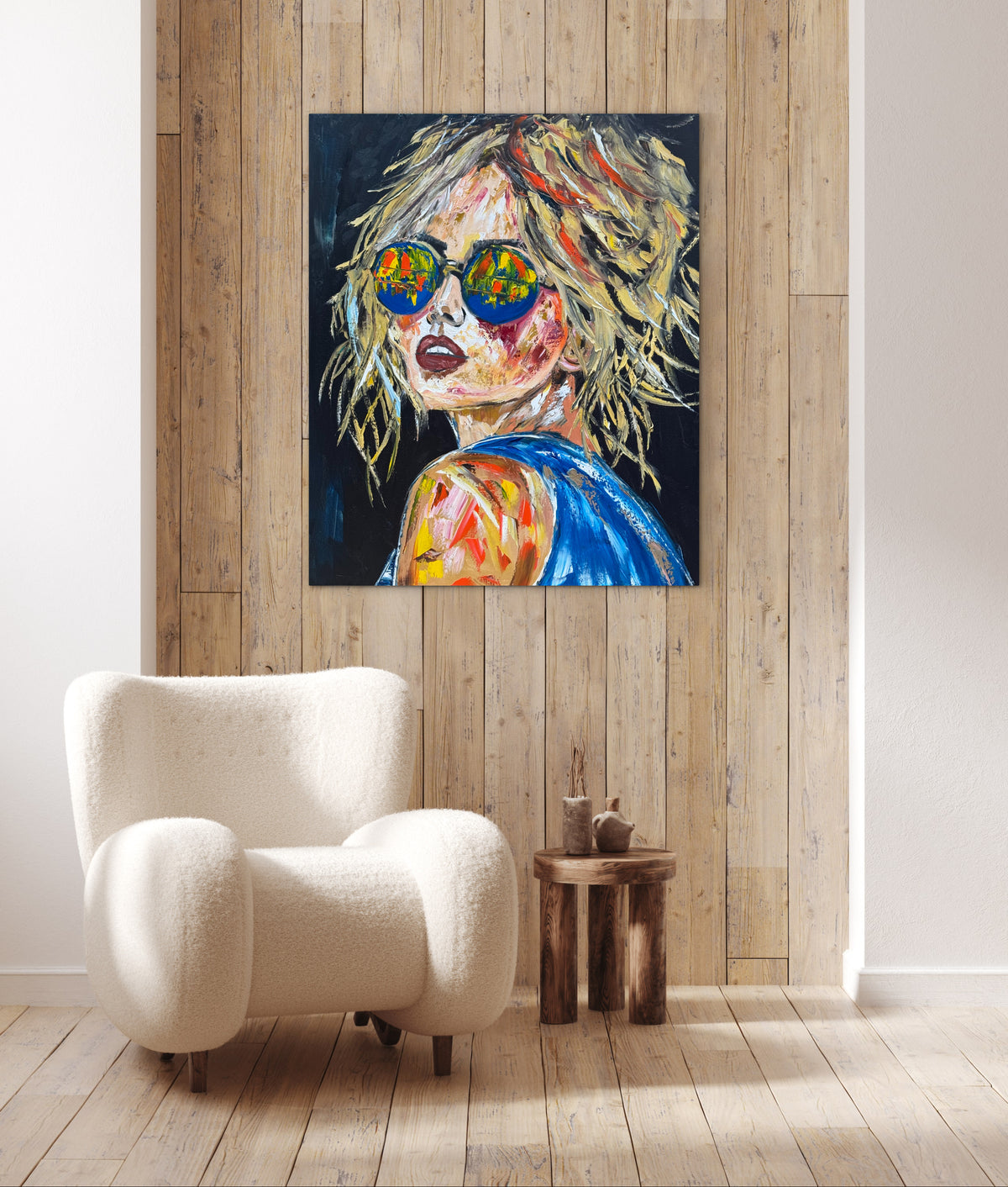 Contemporary Abstract Original Oil Painting of a woman On 90 x 76cm Canvas Amelia woman portrait