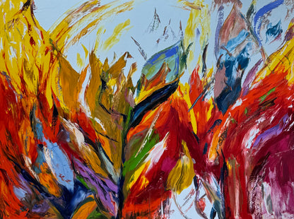 Large Abstract Original Oil Painting On 120x91cm canvas textured Flames of Nature