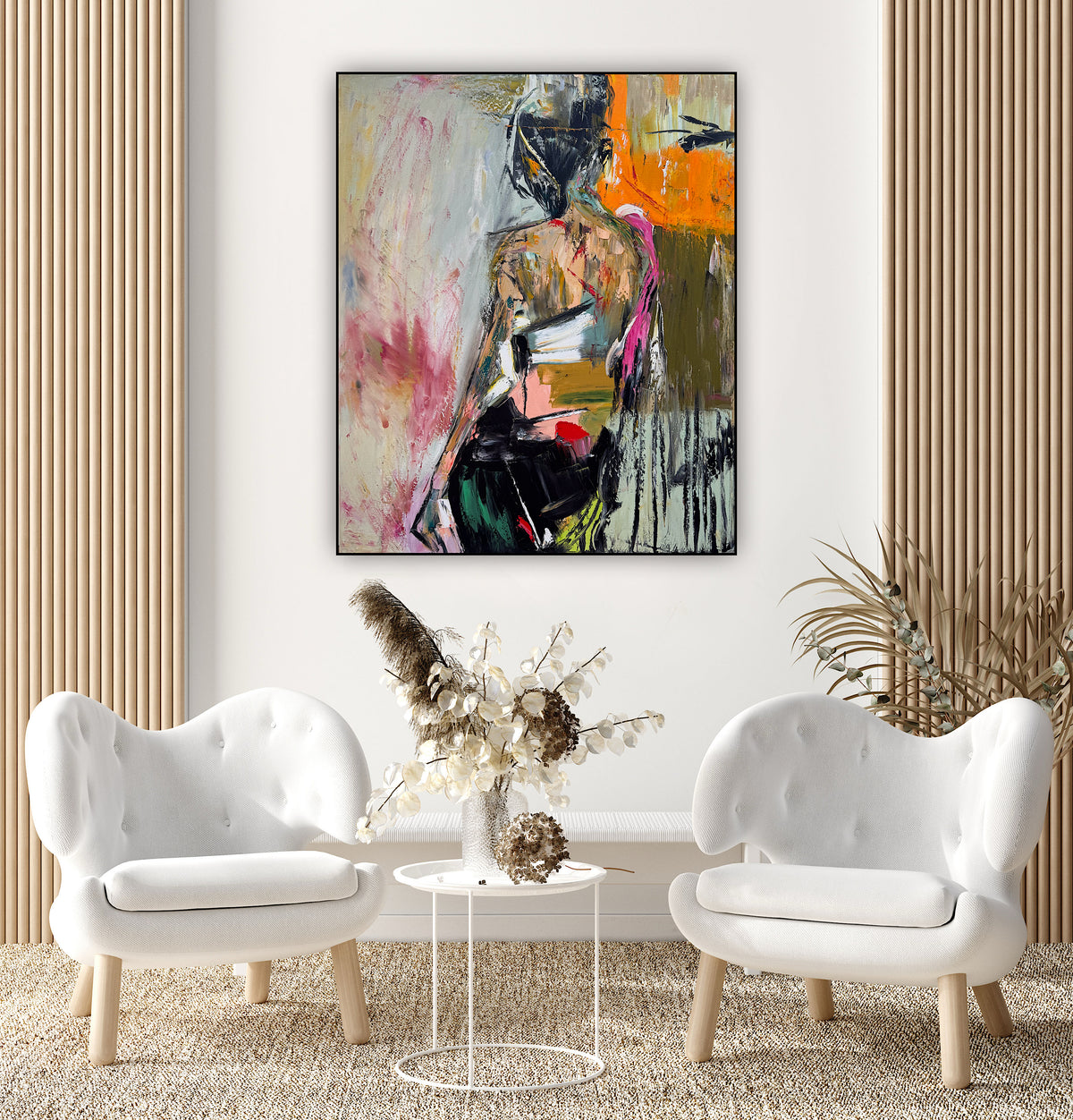 Contemporary Abstract Original Oil Painting On 90 x 76cm canvas Mademoiselle Mid-Departure