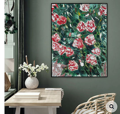 Abstract Impressionist Style Original Oil Painting on canvas 100x76cm Rose Garden