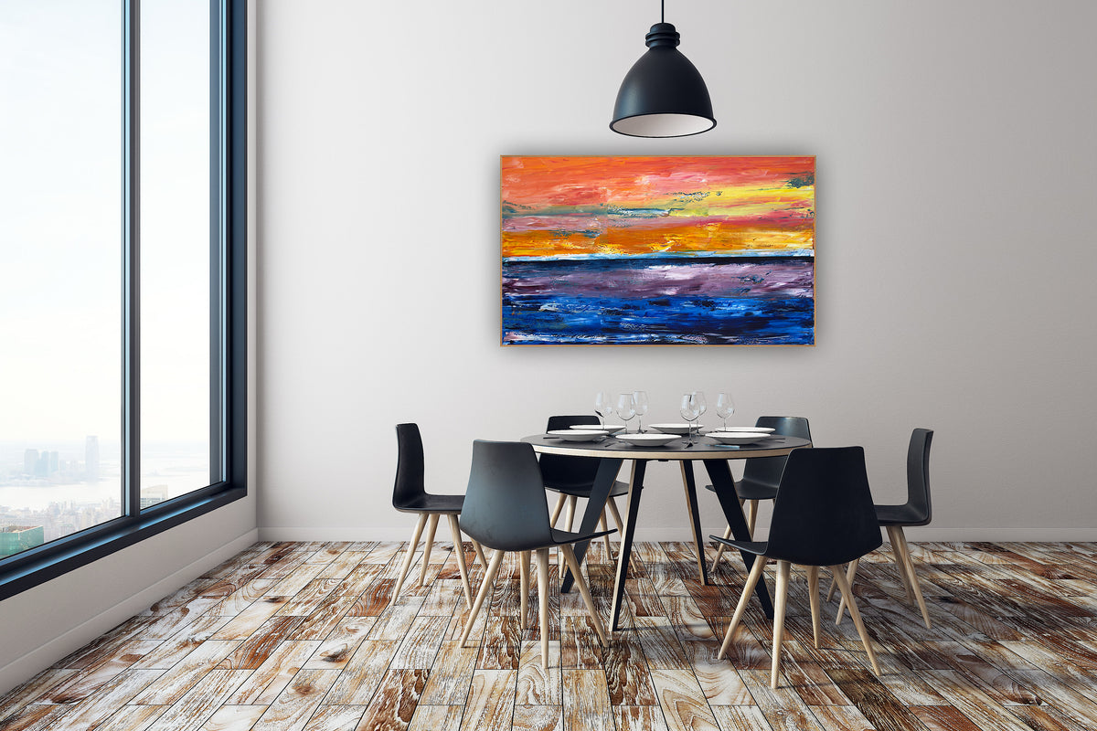 Contemporary Abstract Style XLarge Oil Painting textured On Canvas 122X 76cm Ember Horizon