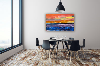 Contemporary Abstract Style XLarge Oil Painting textured On Canvas 122X 76cm Ember Horizon