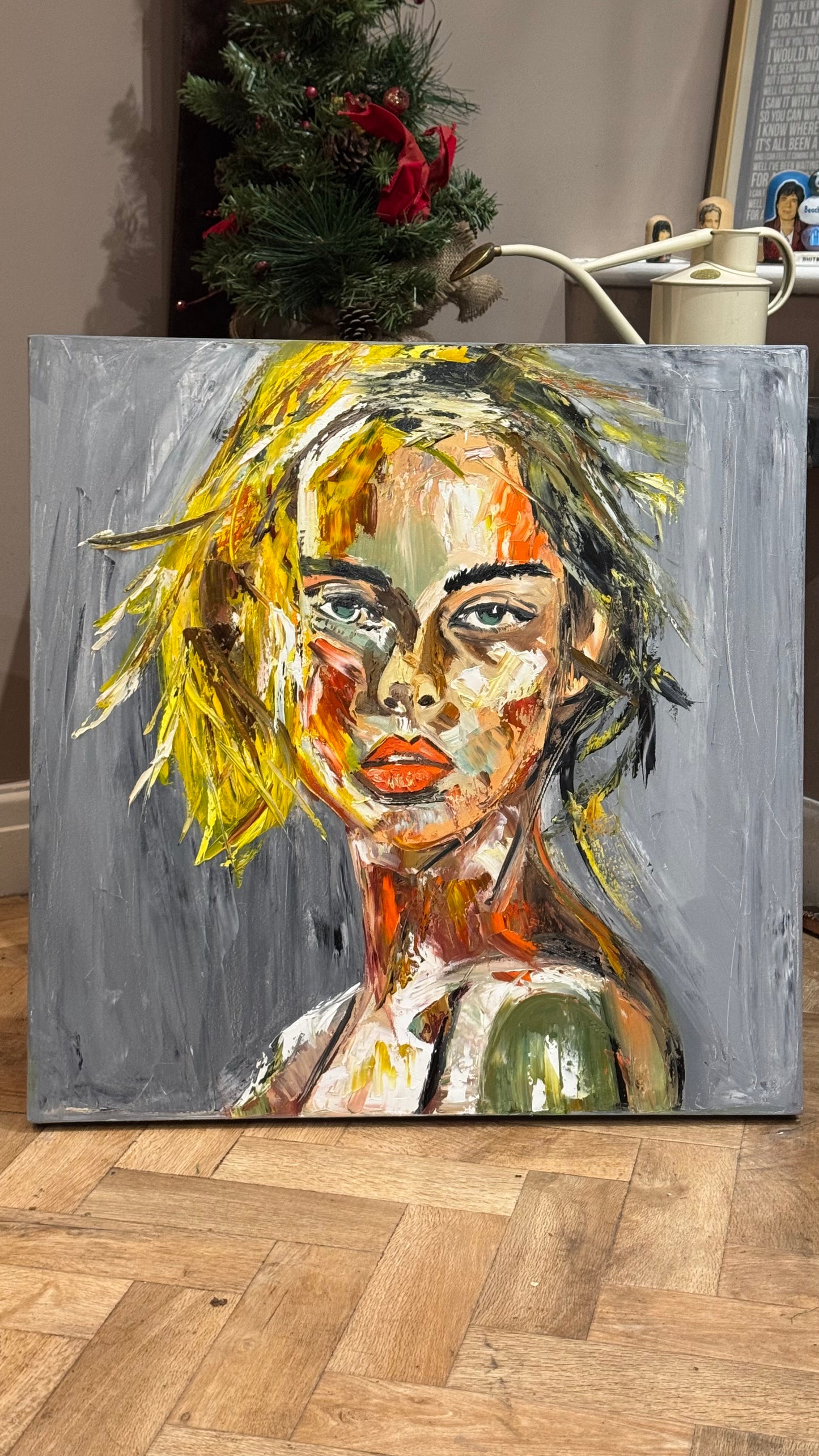 Modern Abstract Original Oil Painting On Canvas Careless Love  Portrait 60x60cm