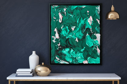 Framed in black textured Original Contemporary Abstract Oil Painting On Canvas 35x41cm Garden Love II