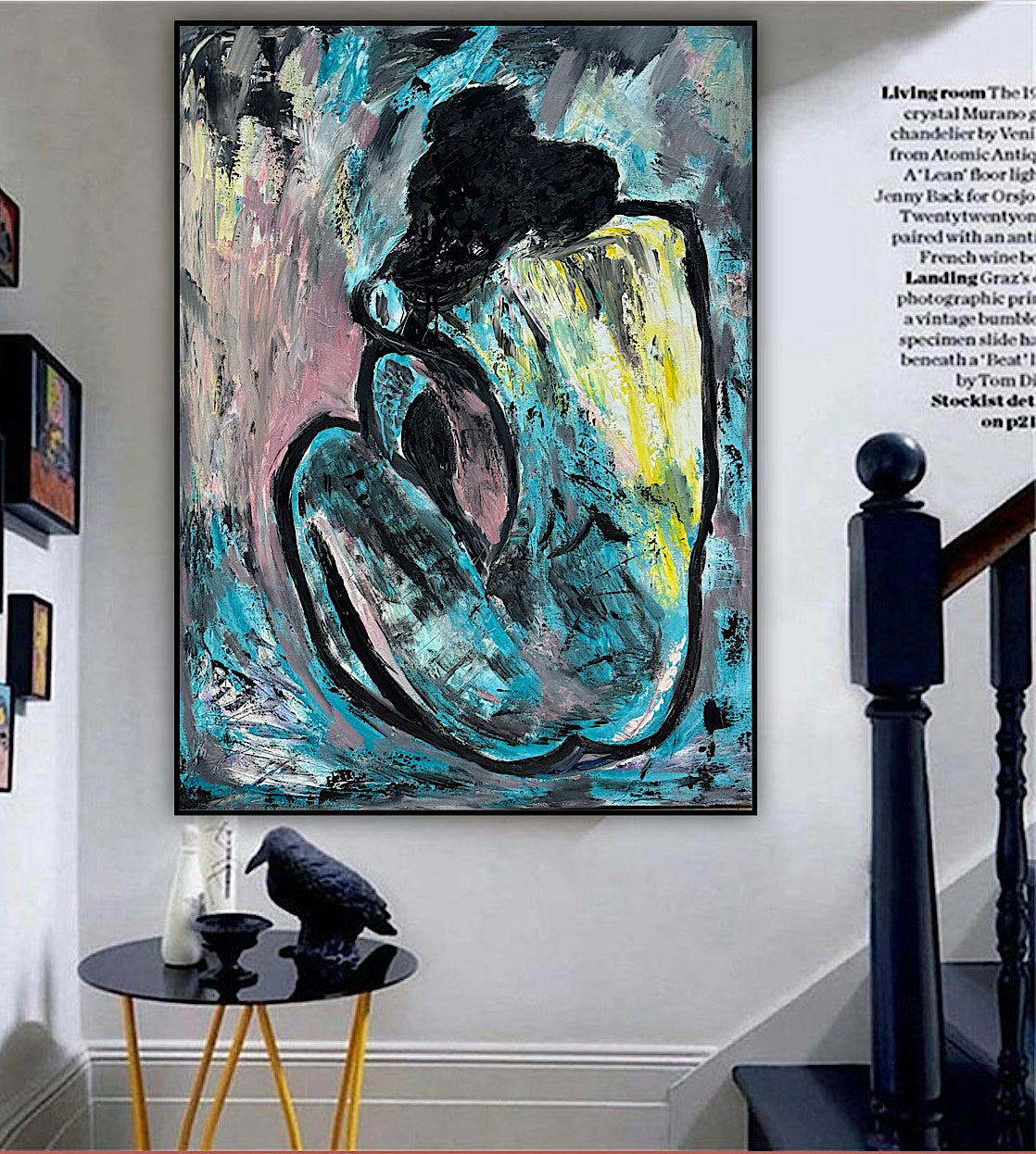 Large Picasso Abstract Style Original Oil Painting 100X76cm Blue Nude available now