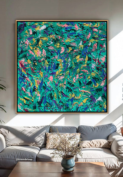 Oka Style Abstract contemporary Oil Painting On Canvas 100 x 100cm Secret Garden