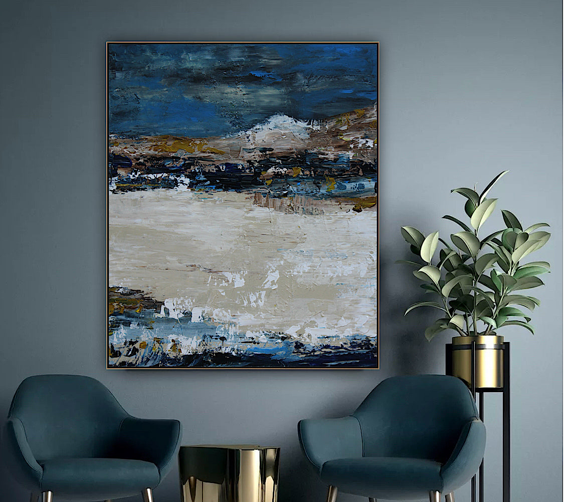 Original Abstract contemporary Oil Painting On Canvas 90x76cm Amalfi Coast Oka