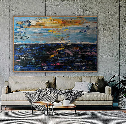 Original Abstract Oil Painting On Canvas 150cm x 100cm Depth of Silence Oka seascape