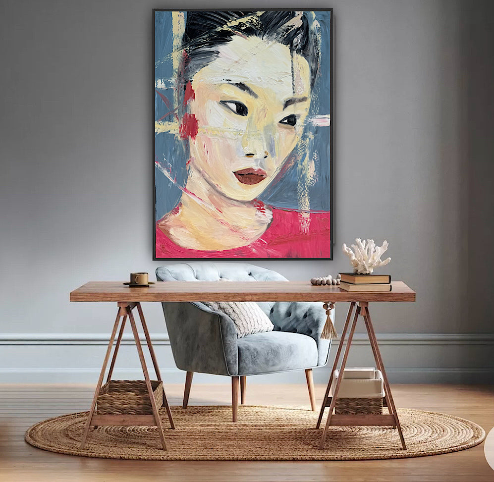 Woman’s portrait Original Abstract Oil Painting On Canvas 85 x 60cm Innocent Soul