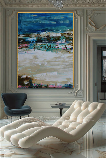 Amalfi coast Sea Sky Original abstract contemporary Oil Painting On Canvas size 100x80cm