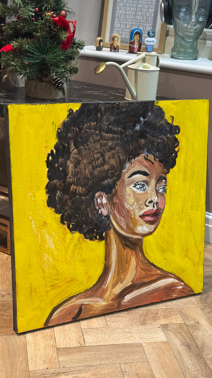 Modern Abstract Original Oil Painting On Canvas Unapologetic Portrait 60x60cm