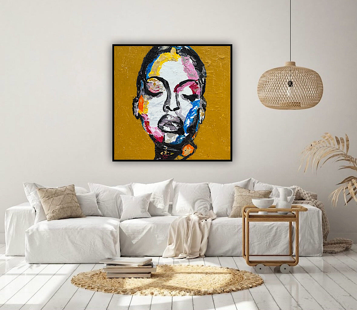Oka Contemporary Abstract Original Oil Painting 60 x 60cm textured Strong Woman (portrait)