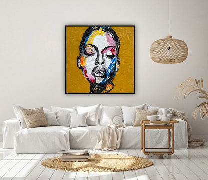 Oka Contemporary Abstract Original Oil Painting 60 x 60cm textured Strong Woman (portrait)