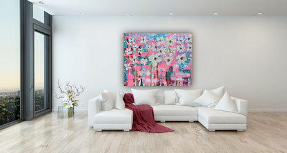 Large Abstract Original Oil Painting On 100x77cm canvas ‘White Flowers ’ vogue oka