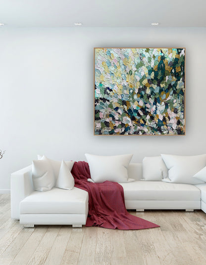 Modern Original textured Abstract Oil Painting On deep edge Canvas 120 x 120cm ‘Autumn Garden’