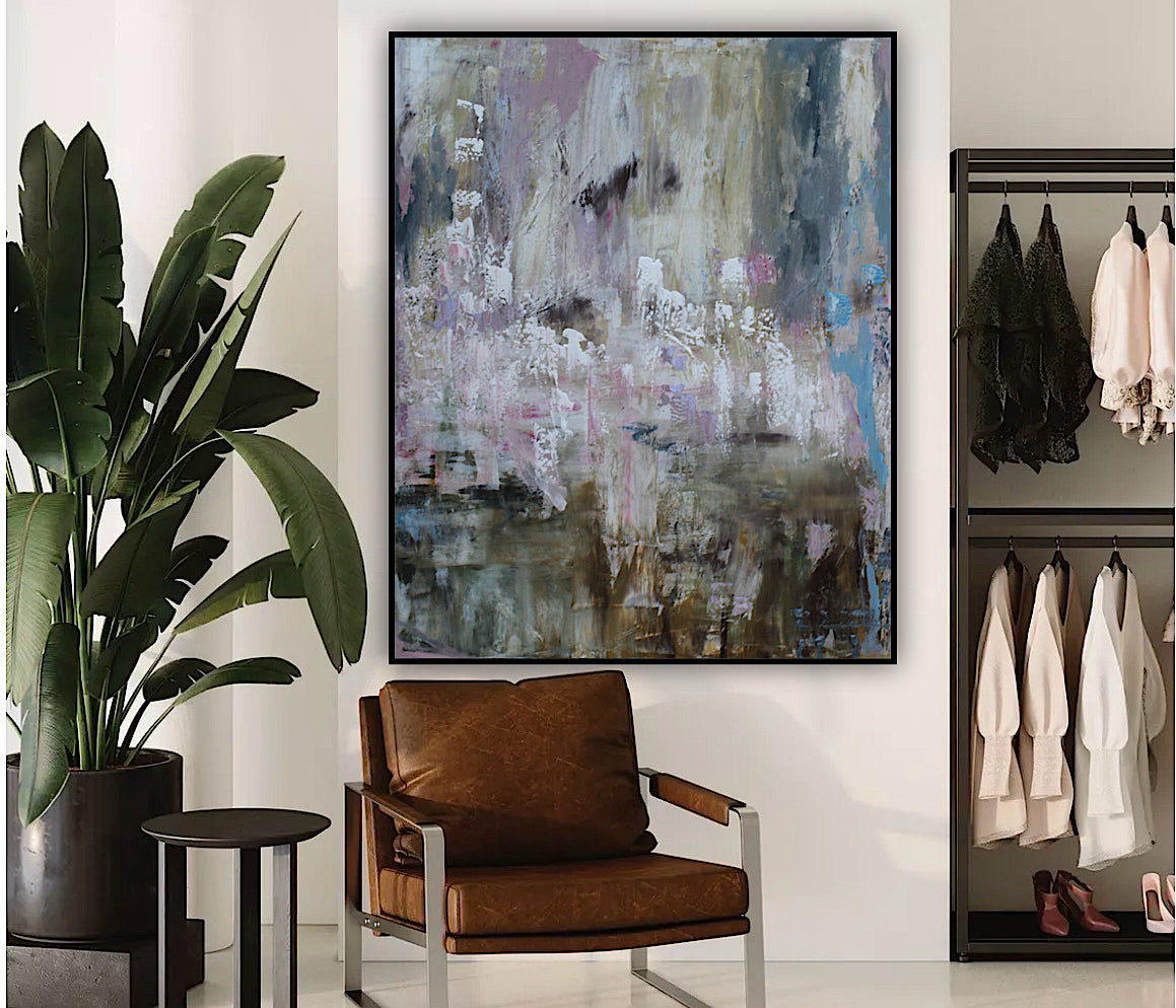 Oka Style Original Abstract Oil Painting On 100x80cm Canvas Echoes of a Distant Bloom