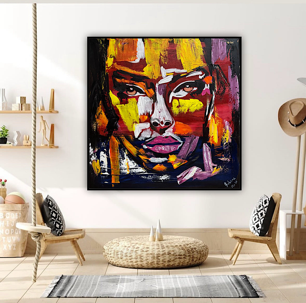 Contemporary Abstract Original Oil Painting On 80x80cm Canvas Unspoken Gaze