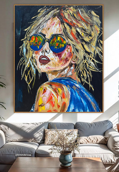 Contemporary Abstract Original Oil Painting of a woman On 90 x 76cm Canvas Amelia woman portrait