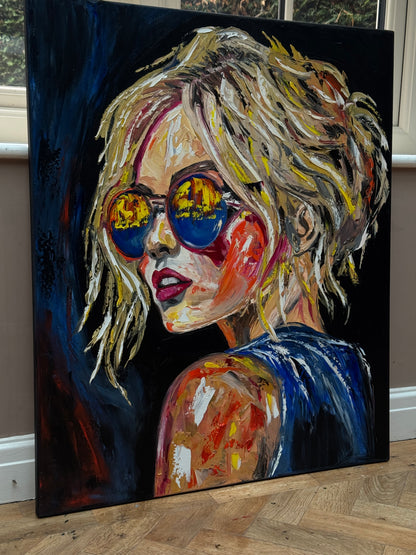 Contemporary Abstract Original Oil Painting of a woman On 90 x 76cm Canvas ‘Blondie II’ woman portrait