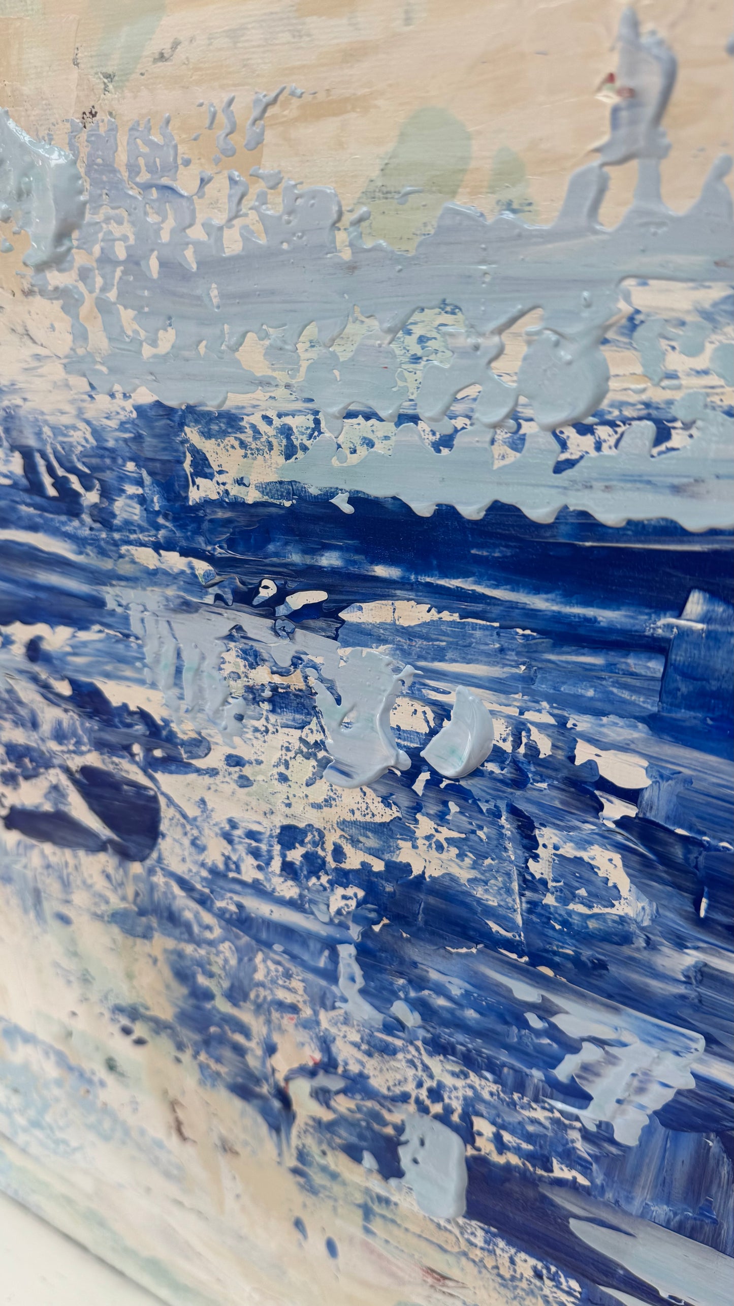 Textured Original Abstract acrylic Painting On Canvas 85 x 60cm Summer Beach