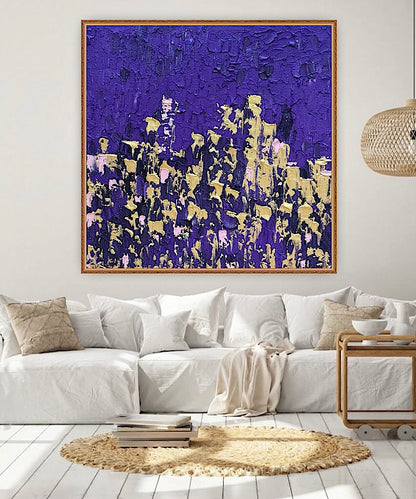 Oka Contemporary Abstract Original Oil Painting on  80x80cm canvas ‘London after Dark’ textured