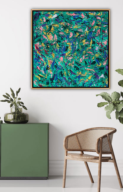 Oka Style Abstract contemporary Oil Painting On Canvas 100 x 100cm Secret Garden