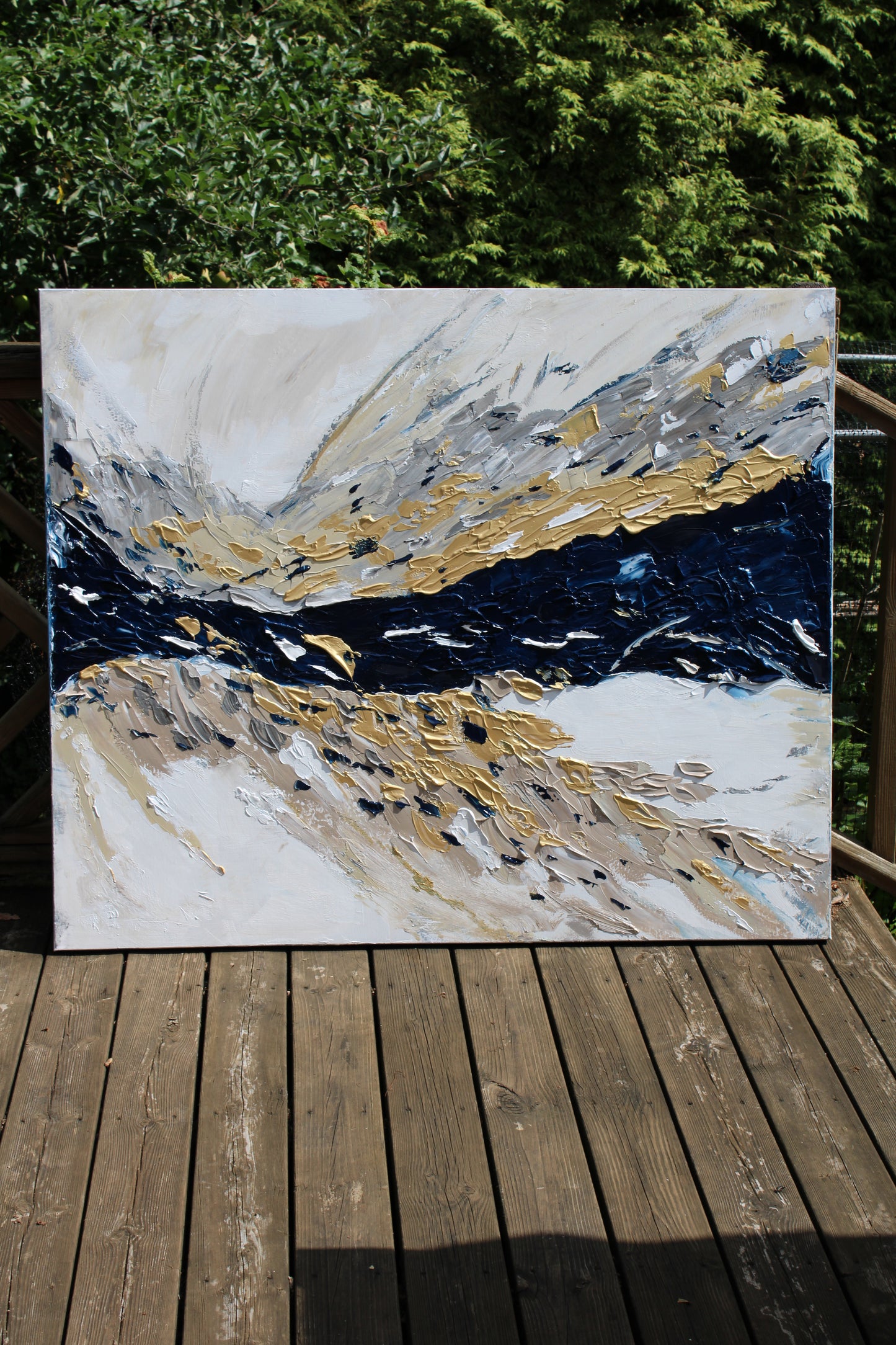 Oka Original Abstract Oil Painting On Canvas 120x100x4cm ‘Horizon ‘Seascape