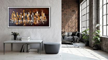 Richter Original Abstract Oil Painting On Canvas 60x120cm Cityscape escape New York