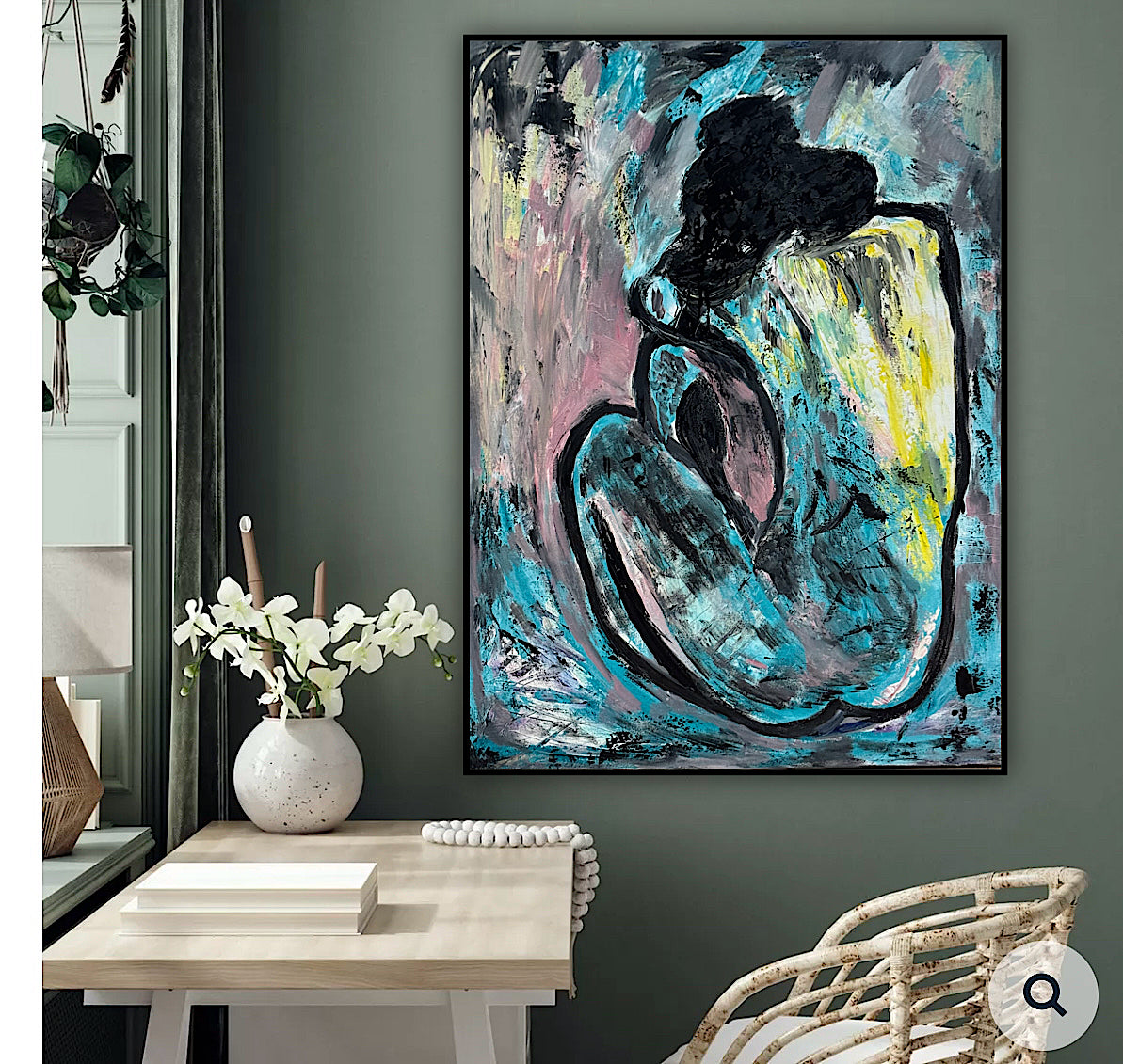 Large Picasso Abstract Style Original Oil Painting 100X76cm Blue Nude available now