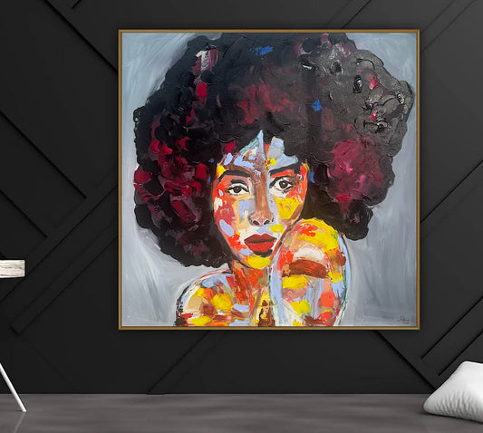 Oka Contemporary Abstract Original Oil Painting 80x80cm Canvas Woman Portrait