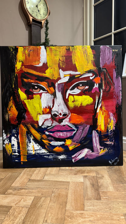 Contemporary Abstract Original Oil Painting On 80x80cm Canvas Unspoken Gaze