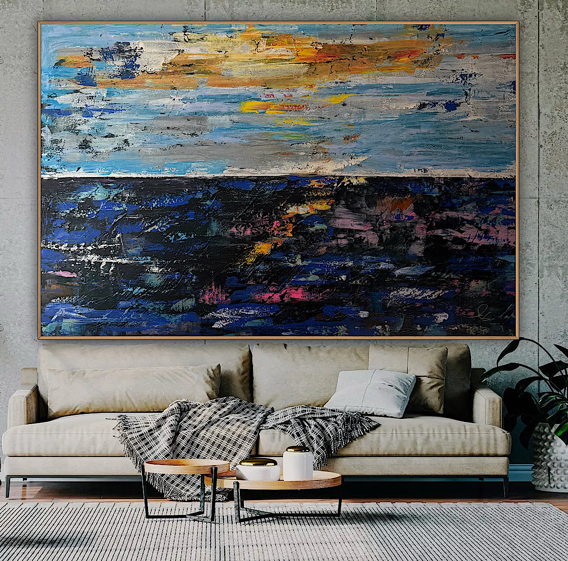 Original Abstract Oil Painting On Canvas 150cm x 100cm Depth of Silence Oka seascape