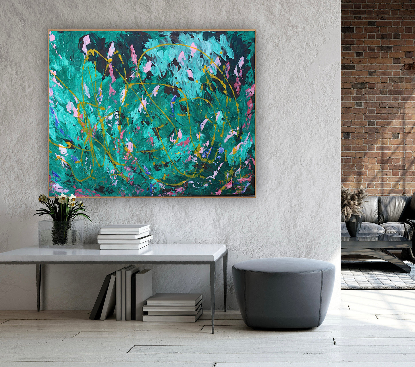 Abstract Original Oil Painting On Canvas 102x70cm textured oil Secret Garden