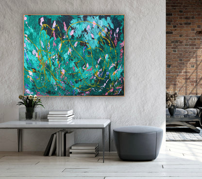 Abstract Original Oil Painting On Canvas 102x70cm textured oil Secret Garden