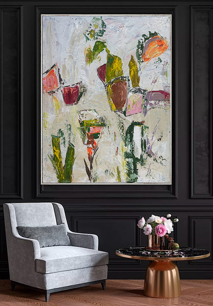 Oka Style Abstract contemporary Oil Painting On Canvas 80 x 100cm Orcia flowers