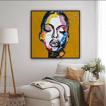 Oka Contemporary Abstract Original Oil Painting 60 x 60cm textured Strong Woman (portrait)